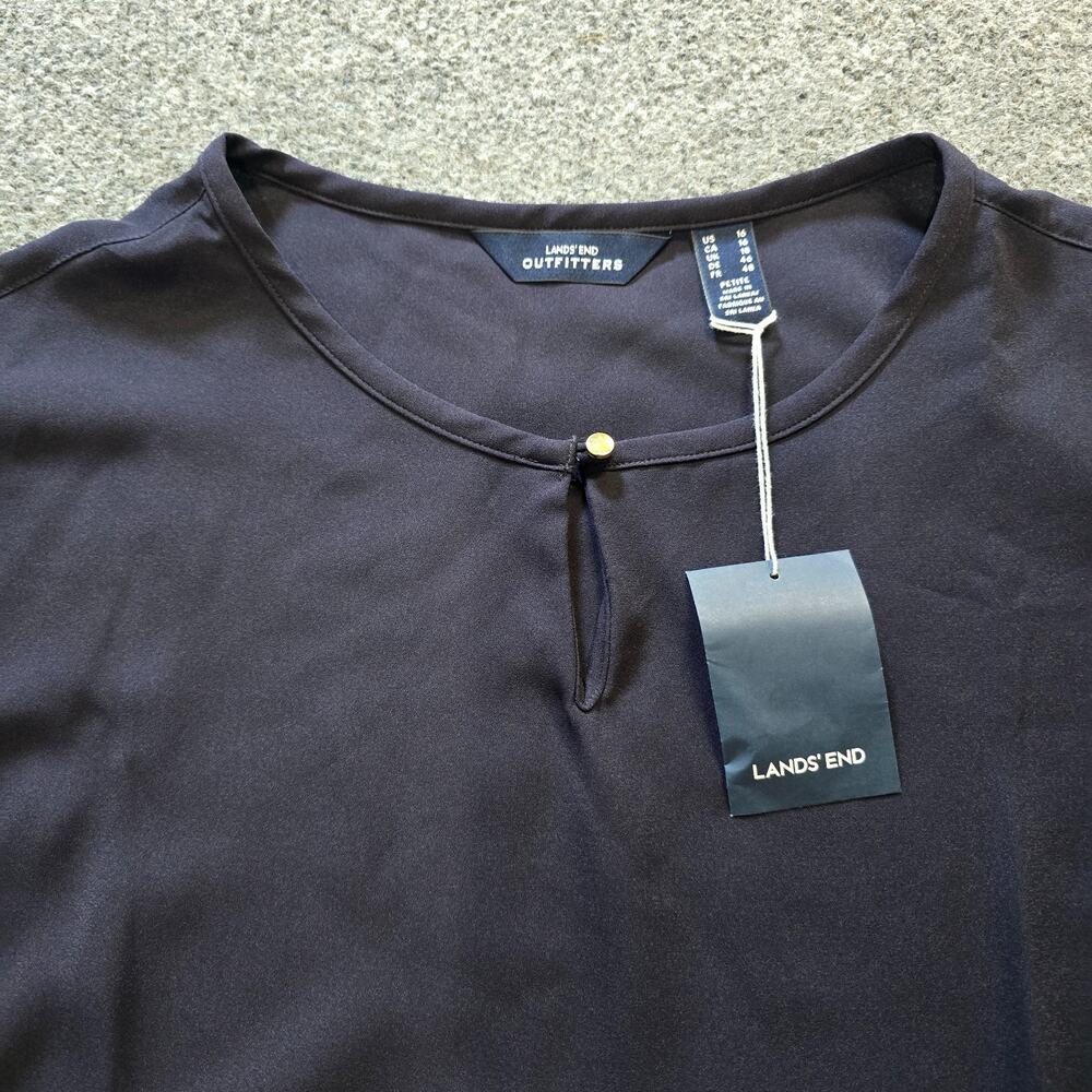 Lands End Top Womens Size 16 Navy Blue Short Sleeve Round Neck Capsule Minimal - Picture 2 of 9